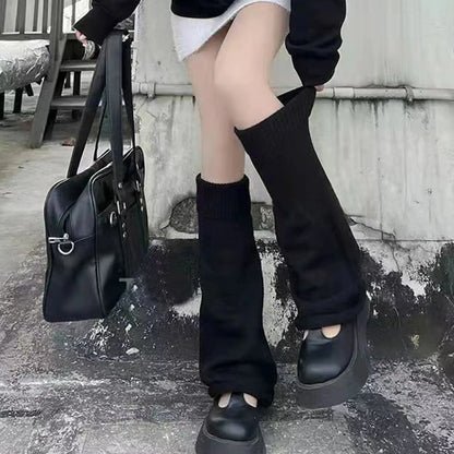 Y2k Winter Leg Warmers Fluffy/Knitted Arm Warmers Gothic Lolita Knit Long Socks Women Leg Warmer Stylish Stretchy Boots Cover SS69
