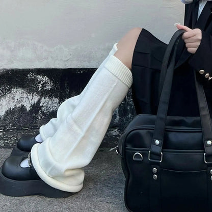 Y2k Winter Leg Warmers Fluffy/Knitted Arm Warmers Gothic Lolita Knit Long Socks Women Leg Warmer Stylish Stretchy Boots Cover SS69