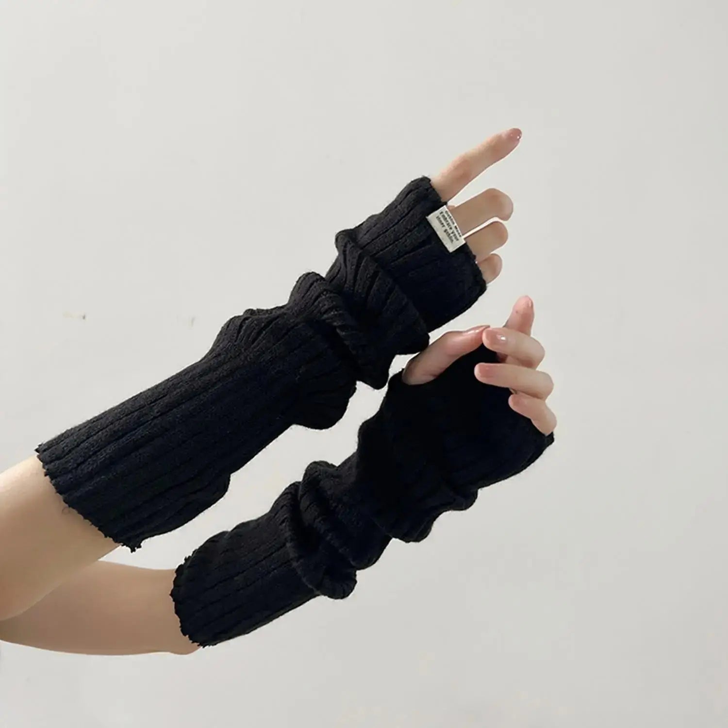 Y2k Winter Leg Warmers Fluffy/Knitted Arm Warmers Gothic Lolita Knit Long Socks Women Leg Warmer Stylish Stretchy Boots Cover SS69 6.69 Black 42cm / One Size