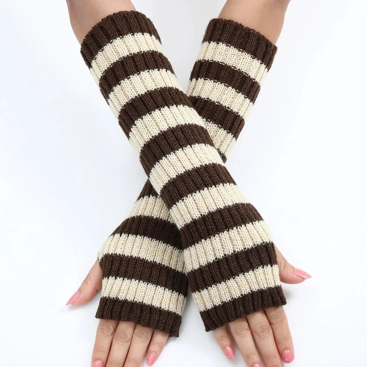 Y2k Winter Leg Warmers Fluffy/Knitted Arm Warmers Gothic Lolita Knit Long Socks Women Leg Warmer Stylish Stretchy Boots Cover SS69 5.69 Coffee Beige 30cm / One Size