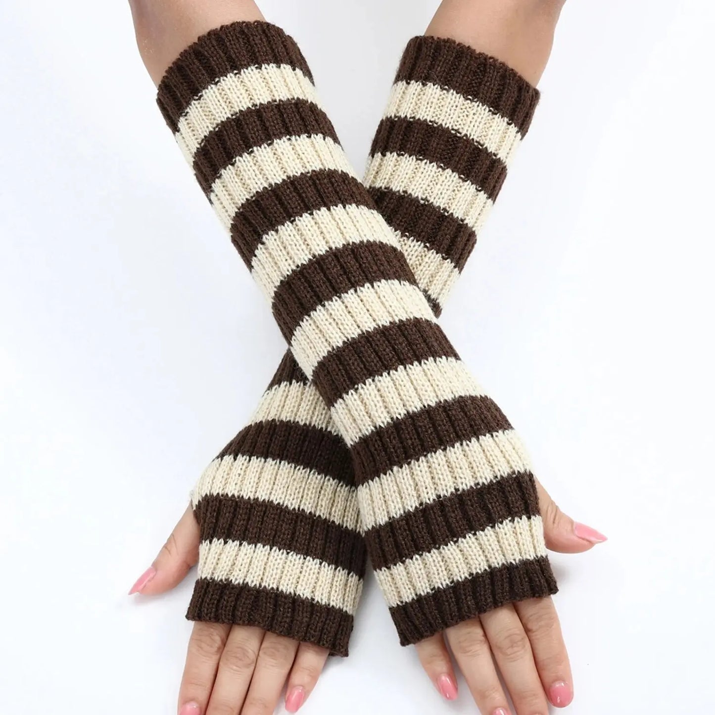 Y2k Winter Leg Warmers Fluffy/Knitted Arm Warmers Gothic Lolita Knit Long Socks Women Leg Warmer Stylish Stretchy Boots Cover SS69 5.69 Coffee Beige 30cm / One Size