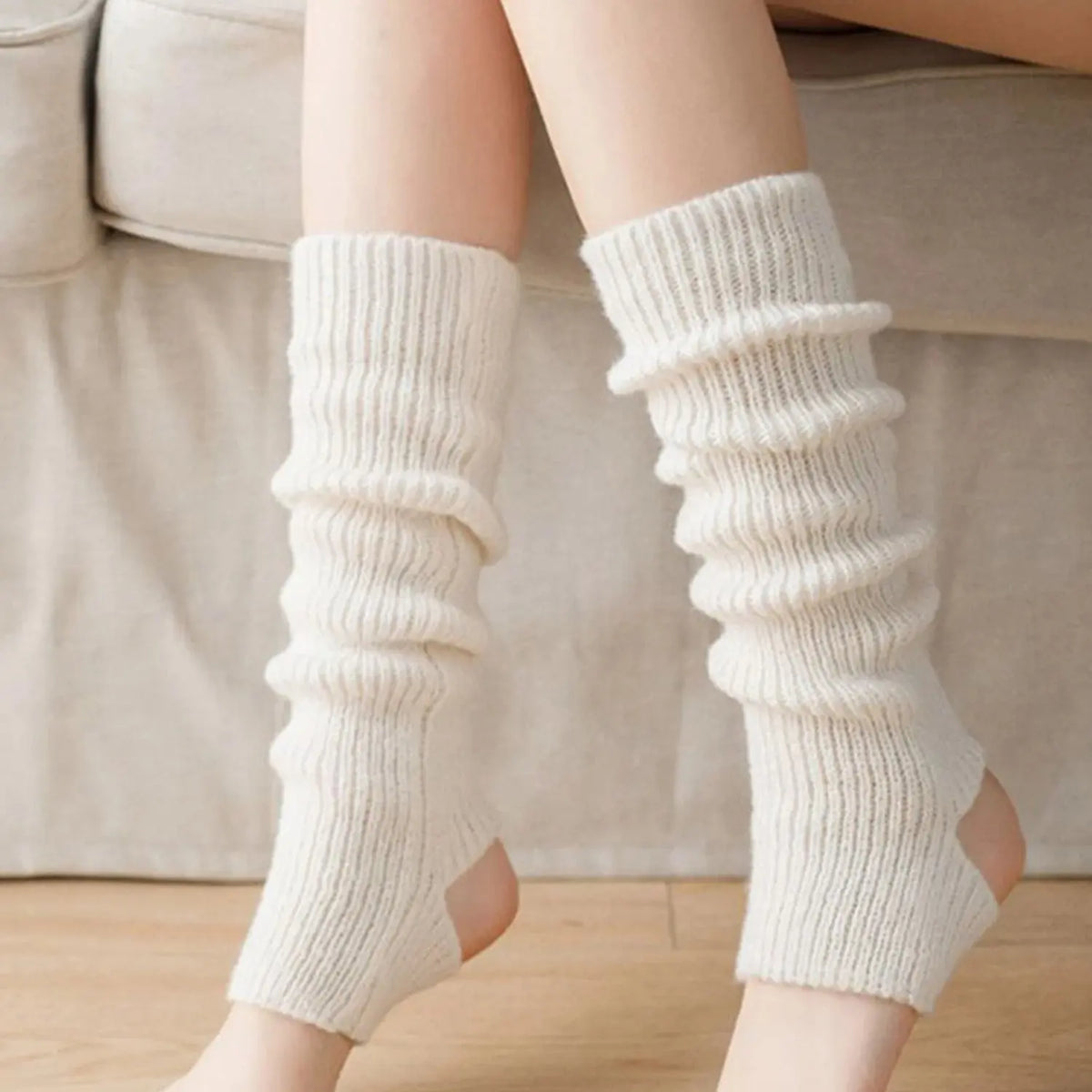 Y2k Winter Leg Warmers Fluffy/Knitted Arm Warmers Gothic Lolita Knit Long Socks Women Leg Warmer Stylish Stretchy Boots Cover SS69 5.69 White 40cm / One Size