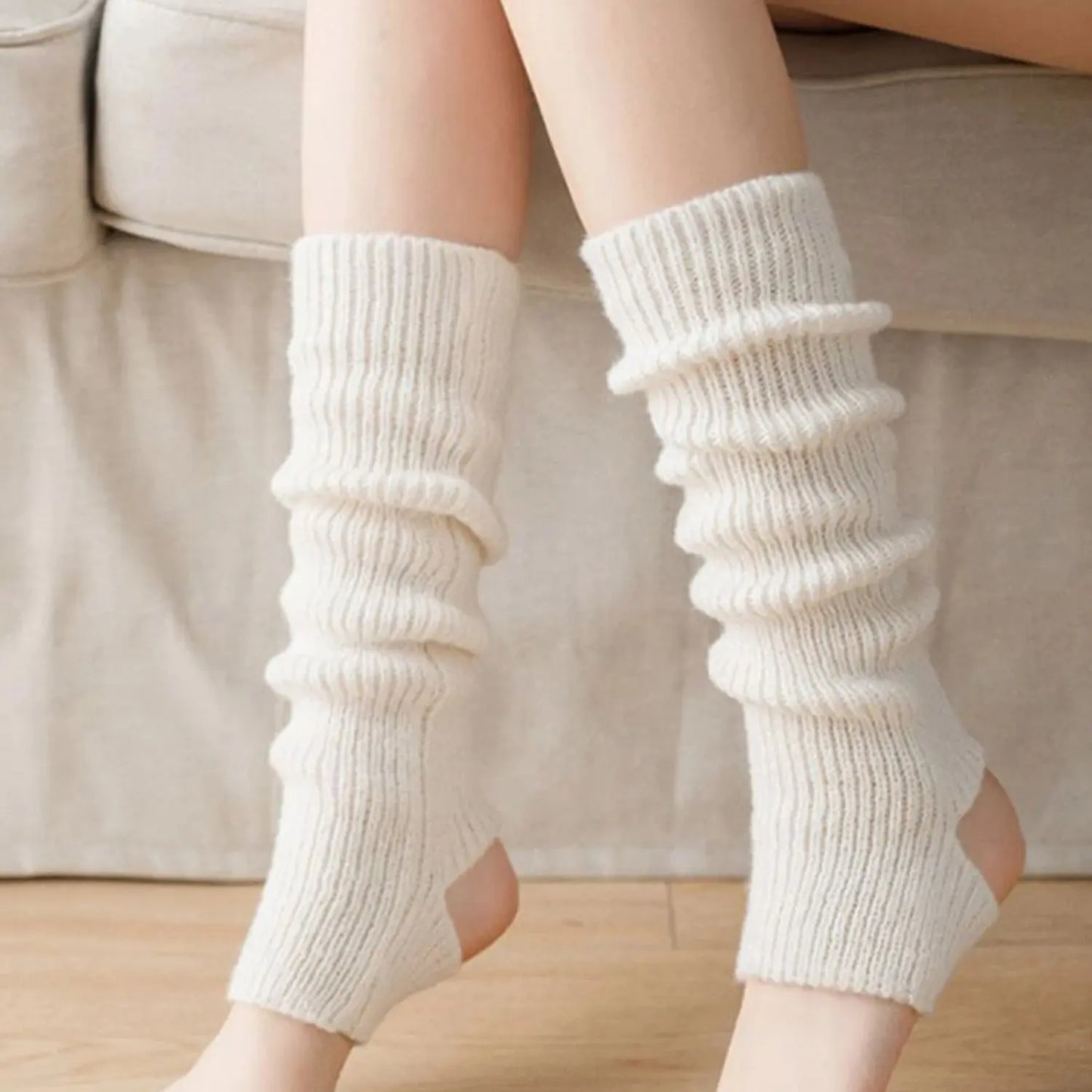 Y2k Winter Leg Warmers Fluffy/Knitted Arm Warmers Gothic Lolita Knit Long Socks Women Leg Warmer Stylish Stretchy Boots Cover SS69 5.69 White 40cm / One Size
