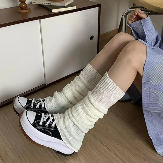 Y2k Winter Leg Warmers Fluffy/Knitted Arm Warmers Gothic Lolita Knit Long Socks Women Leg Warmer Stylish Stretchy Boots Cover SS69 7.69 White / One Size