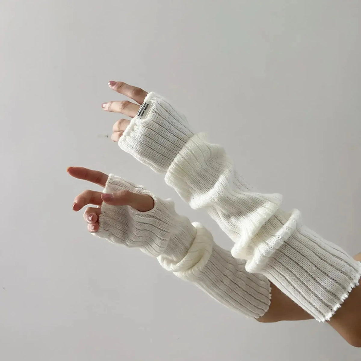 Y2k Winter Leg Warmers Fluffy/Knitted Arm Warmers Gothic Lolita Knit Long Socks Women Leg Warmer Stylish Stretchy Boots Cover SS69 6.69 White 42cm / One Size