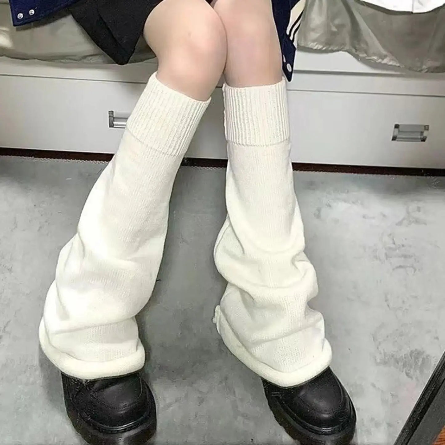 Y2k Winter Leg Warmers Fluffy/Knitted Arm Warmers Gothic Lolita Knit Long Socks Women Leg Warmer Stylish Stretchy Boots Cover SS69 7.69 White 1 / One Size