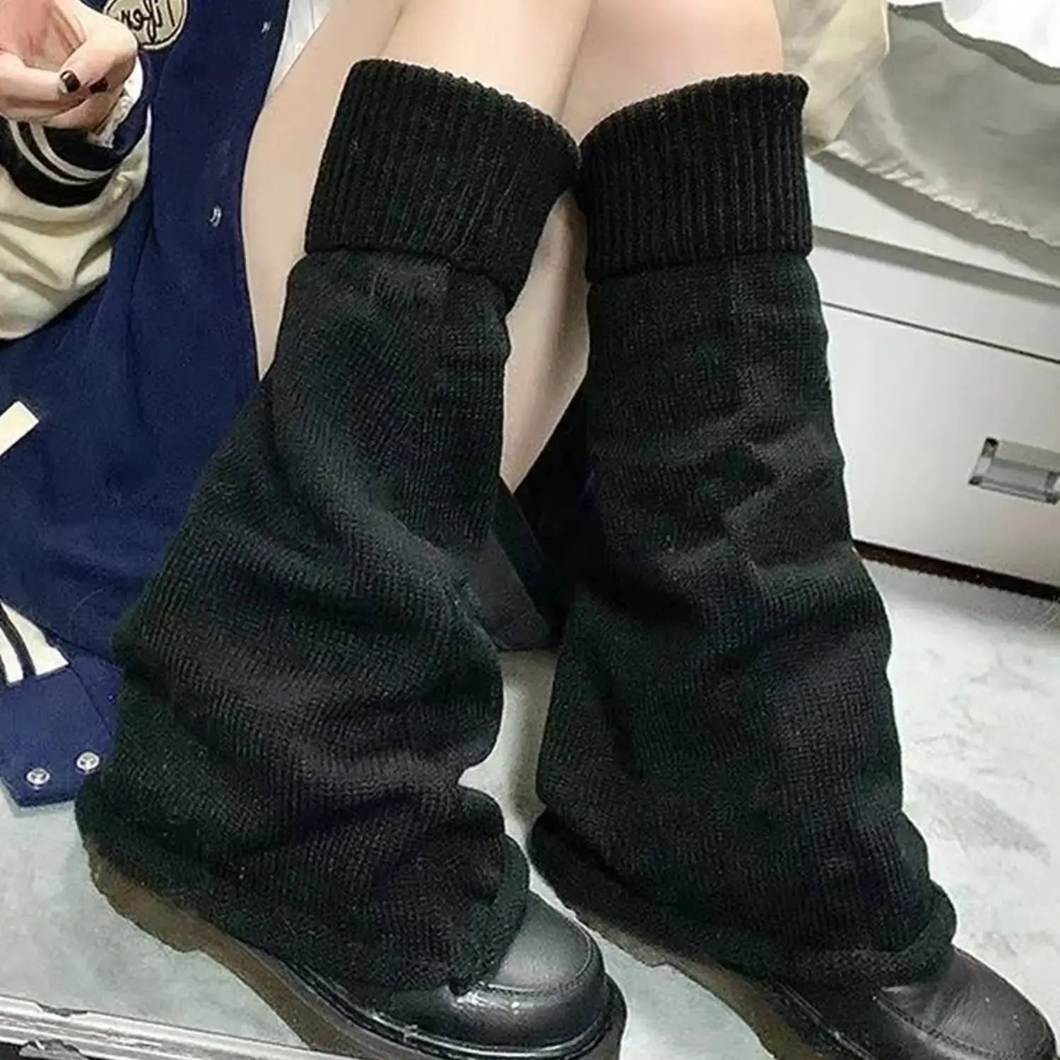 Y2k Winter Leg Warmers Fluffy/Knitted Arm Warmers Gothic Lolita Knit Long Socks Women Leg Warmer Stylish Stretchy Boots Cover SS69 7.69 black / One Size