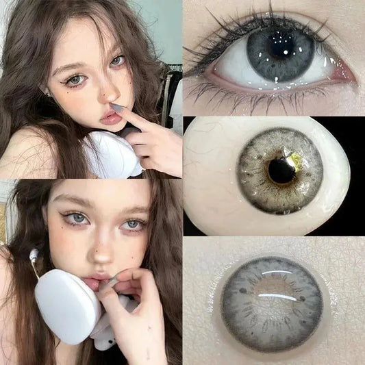 YIMEIXI 2Pcs Korean Colored Contacts Lenses with Myopia Soft Naturally Colored Cosmetics Blue Beautiful Pupil New Fast Shipping - SS69