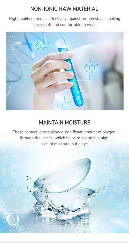 YIMEIXI 2Pcs Korean Colored Contacts Lenses with Myopia Soft Naturally Colored Cosmetics Blue Beautiful Pupil New Fast Shipping - SS69