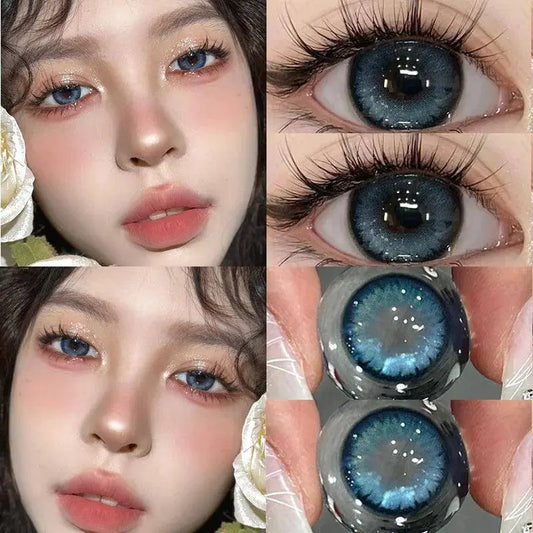 YIMEIXI 2Pcs Korean Colored Contacts Lenses with Myopia Soft Naturally Colored Cosmetics Blue Beautiful Pupil New Fast Shipping - SS69