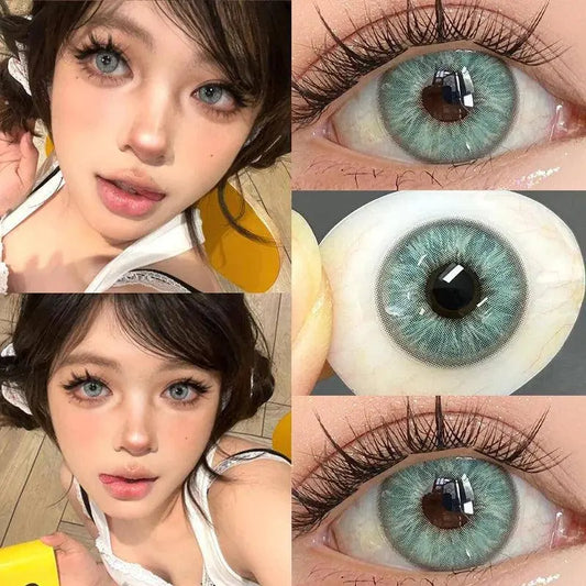 YIMEIXI 2Pcs Korean Colored Contacts Lenses with Myopia Soft Naturally Colored Cosmetics Blue Beautiful Pupil New Fast Shipping - SS69