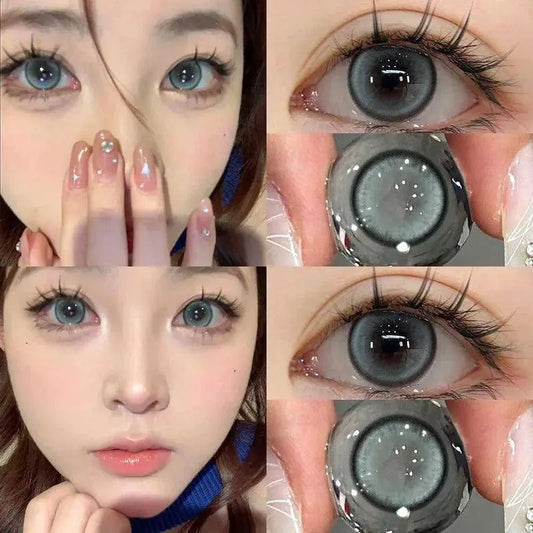 YIMEIXI 2Pcs Korean Colored Contacts Lenses with Myopia Soft Naturally Colored Cosmetics Blue Beautiful Pupil New Fast Shipping - SS69