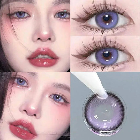 YIMEIXI 2Pcs Korean Colored Contacts Lenses with Myopia Soft Naturally Colored Cosmetics Blue Beautiful Pupil New Fast Shipping - SS69