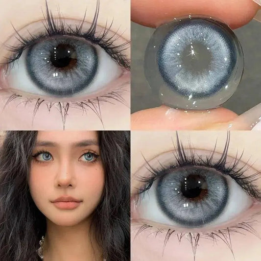 YIMEIXI 2Pcs Korean Colored Contacts Lenses with Myopia Soft Naturally Colored Cosmetics Blue Beautiful Pupil New Fast Shipping - SS69