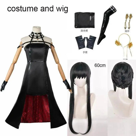 Yor Forger Cosplay costume Headband  Elastic Thigh Stockings Tights Highs Wig Earrings  Yor Forger dress full set for Comic Con - SS69