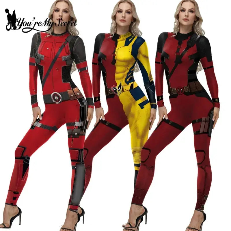 [You're My Secret]Cosplay Wolverine Superhero Deadpool Bodysuit Costume Halloween Cosplay Party Anime Jumpsuit Women Zentai Suit SS69