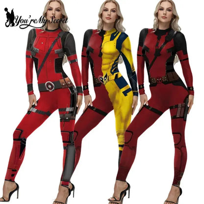 [You're My Secret]Cosplay Wolverine Superhero Deadpool Bodysuit Costume Halloween Cosplay Party Anime Jumpsuit Women Zentai Suit SS69