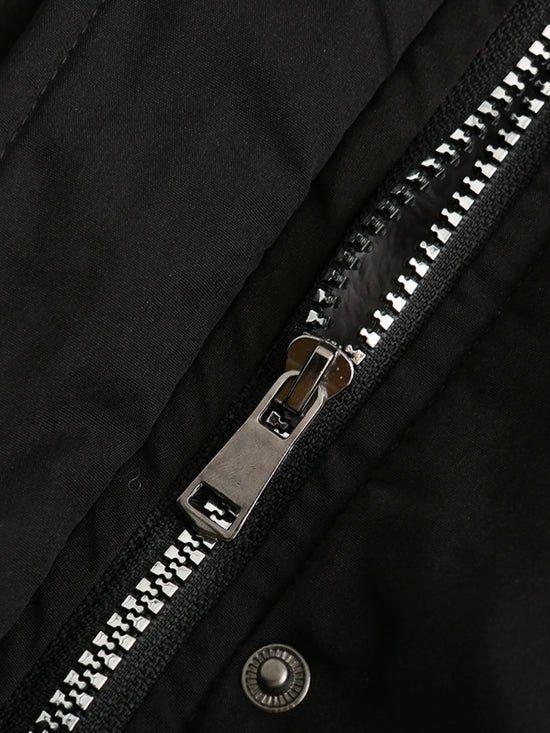 Zip-up Fuzzy Hoodie Parka Coat, Casual Thermal Long Sleeve Drawstring Waist Faux Fur Lined Warm Coat For Fall & Winter, Women's Clothing SS69