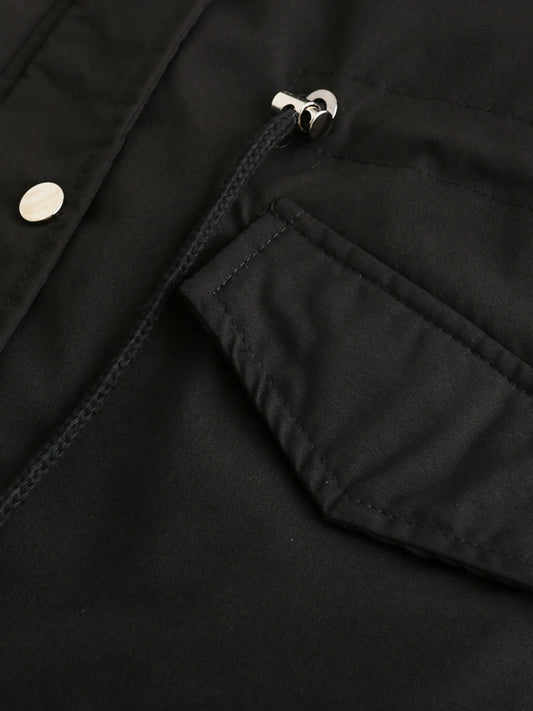 Zip-up Fuzzy Hoodie Parka Coat, Casual Thermal Long Sleeve Drawstring Waist Faux Fur Lined Warm Coat For Fall & Winter, Women's Clothing SS69