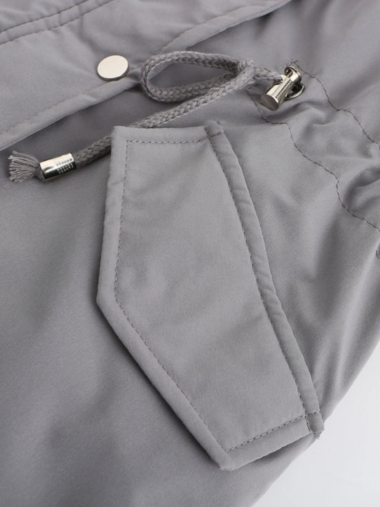 Zip-up Fuzzy Hoodie Parka Coat, Casual Thermal Long Sleeve Drawstring Waist Faux Fur Lined Warm Coat For Fall & Winter, Women's Clothing SS69