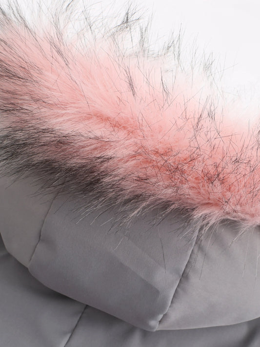 Zip-up Fuzzy Hoodie Parka Coat, Casual Thermal Long Sleeve Drawstring Waist Faux Fur Lined Warm Coat For Fall & Winter, Women's Clothing SS69