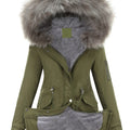 Zip-up Fuzzy Hoodie Parka Coat, Casual Thermal Long Sleeve Drawstring Waist Faux Fur Lined Warm Coat For Fall & Winter, Women's Clothing SS69