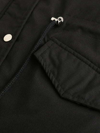 Zip-up Fuzzy Hoodie Parka Coat, Casual Thermal Long Sleeve Drawstring Waist Faux Fur Lined Warm Coat For Fall & Winter, Women's Clothing SS69