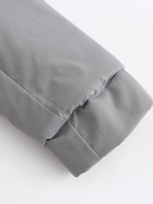 Zip-up Fuzzy Hoodie Parka Coat, Casual Thermal Long Sleeve Drawstring Waist Faux Fur Lined Warm Coat For Fall & Winter, Women's Clothing SS69