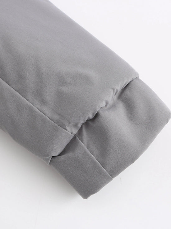 Zip-up Fuzzy Hoodie Parka Coat, Casual Thermal Long Sleeve Drawstring Waist Faux Fur Lined Warm Coat For Fall & Winter, Women's Clothing SS69