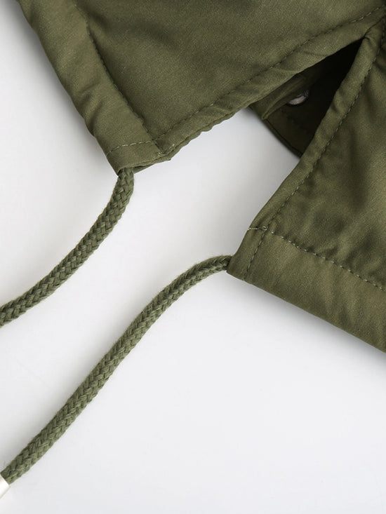 Zip-up Fuzzy Hoodie Parka Coat, Casual Thermal Long Sleeve Drawstring Waist Faux Fur Lined Warm Coat For Fall & Winter, Women's Clothing SS69