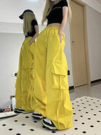 Zoki Pink Streetwear Cargo Pants Women Loose Harajuku Y2K Straight Trousers American Retro Hip Hop Casual Bf Wide Leg Pants New SS69
