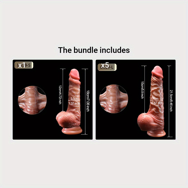 1pc Realistic Silicone Dildo 8.5inch, Foreskin Dildo with Suction Cup, Non-Electric Female Masturbator, Big Dick Anal Sex Toy for Women, Adult Erotic Play Accessory SS69 83.69 D029-S+D029-L*5
