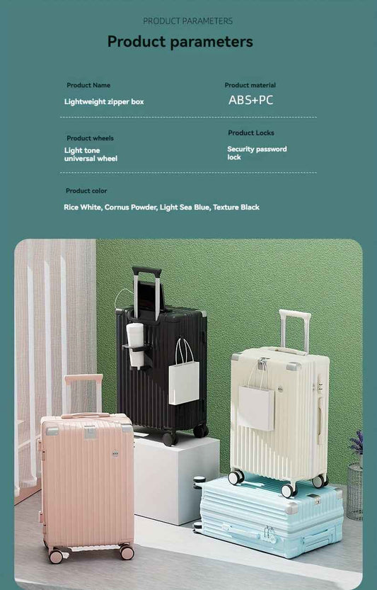 Christmas Gifts 20-Inch and Below Macaron Color Luggage with Cup Holder, USB Charging Port, Alloy Bumper Corners, Lightweight Carry-On Suitcase with Silent Spinner Wheels, TSA Lock, and Hook