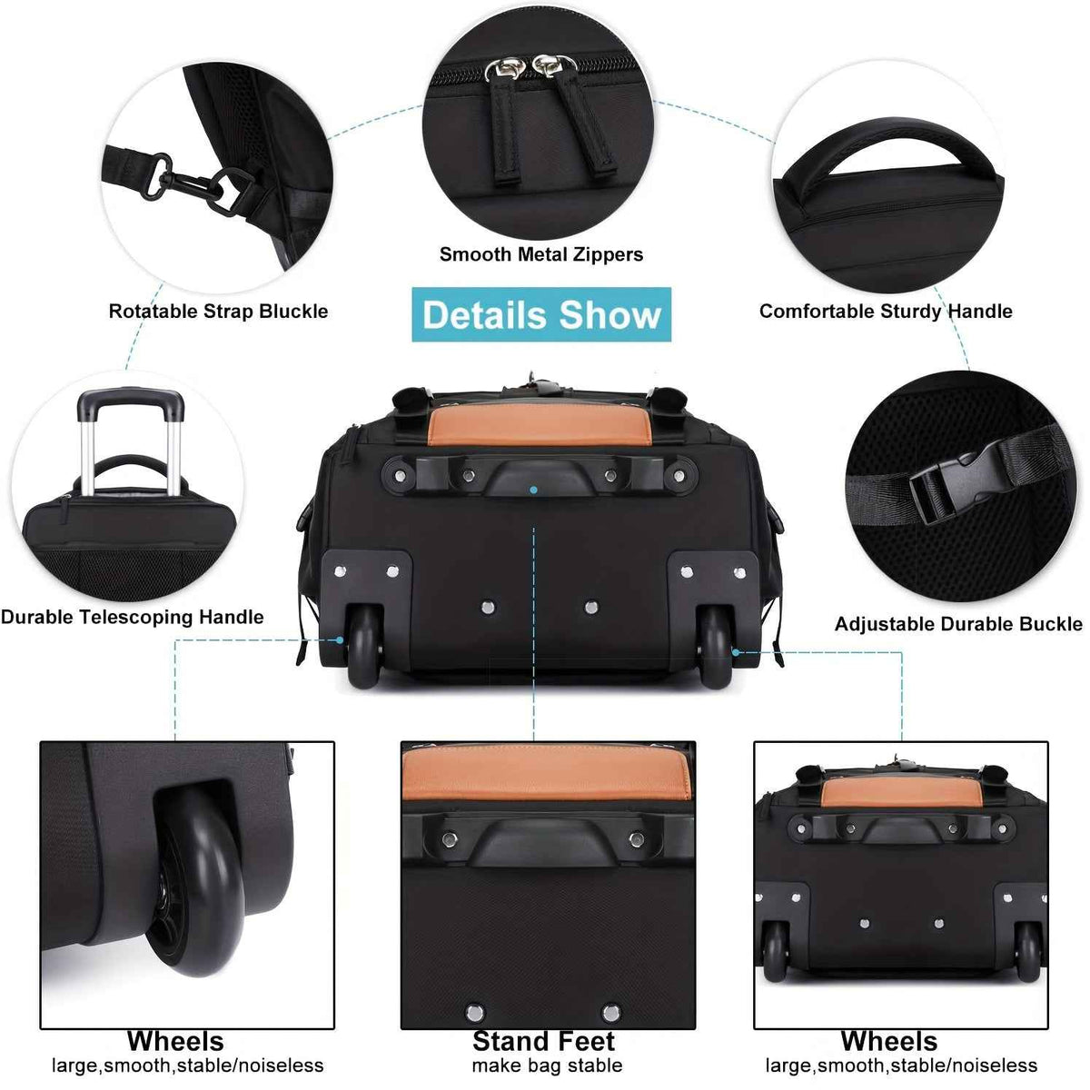 [Durable Laptop Backpack] Durable Rolling Laptop Backpack, 17-inch Travel Business Wheel Backpack | Men's and Women's Laptop Bookbag with Shoe Compartment