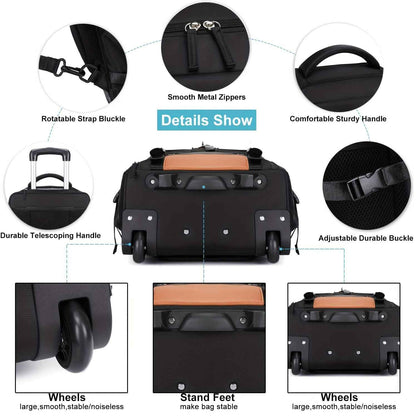 [Durable Laptop Backpack] Durable Rolling Laptop Backpack, 17-inch Travel Business Wheel Backpack | Men's and Women's Laptop Bookbag with Shoe Compartment