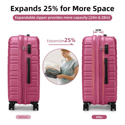 6pcs Women's Expandable Hardside Luggage Set with TSA Lock - Lightweight ABS Suitcase Collection, Spinner Wheel System & Telescopic Handle, Multi-Color Options (Sky / /////) for Carry-On & Checked