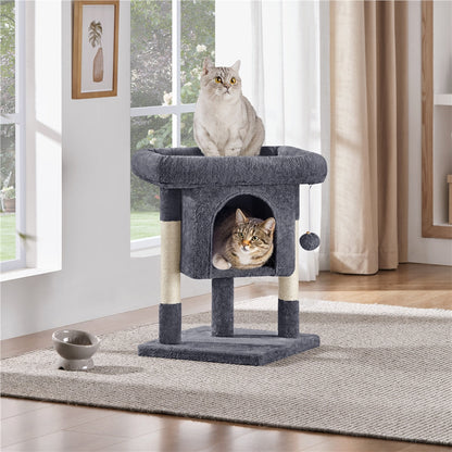 Costoffs Cat Tree 54in/70in/62in/80in/23.5in Cat Tower Condo with 2 Condos & 2 Dangling Balls & 3 Scratching Posts Large Cat House for for Kittens & Cats, Dark Gray/Light Gray/Beige/Black/Pink/Brown/Navy Blue/Green, Brown/W SS69 35.69 Dark Gray / 23.5in