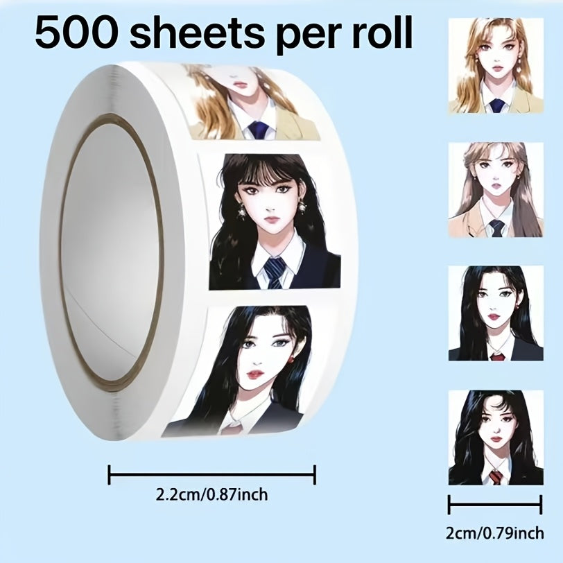 1 Roll of 500 Rectangle Glossy Paper Stickers, BABYMONSTER Hand-Painted, Single Use, with Kpop Girl Group Tablets Luggage Sealed Stickers, for Fans SS69 8.69 1roll 500 pcs