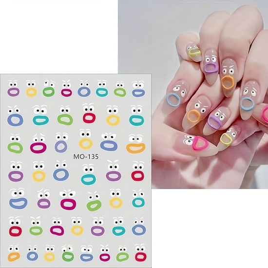 1/2/4 Set 5D Embossed Cartoon Nail Art Stickers-Colorful Sausage Mouth And Big Lips Design, Self-Adhesive Resin Stickers, Easy DIY Nail SS69 7.69 Cute*4pcs