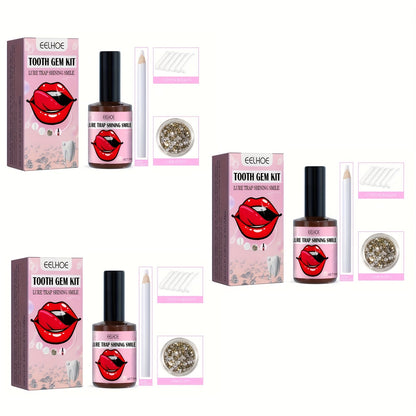 Crystal Tooth Diamond Kit with Glue And Curing Light - Easy to Install And Remove, Shiny Hip Hop Style Tooth Jewelry Stickers, A Choice Of Stones In A Variety Of Shapes, Perfect for Parties And Music Festivals - SS69