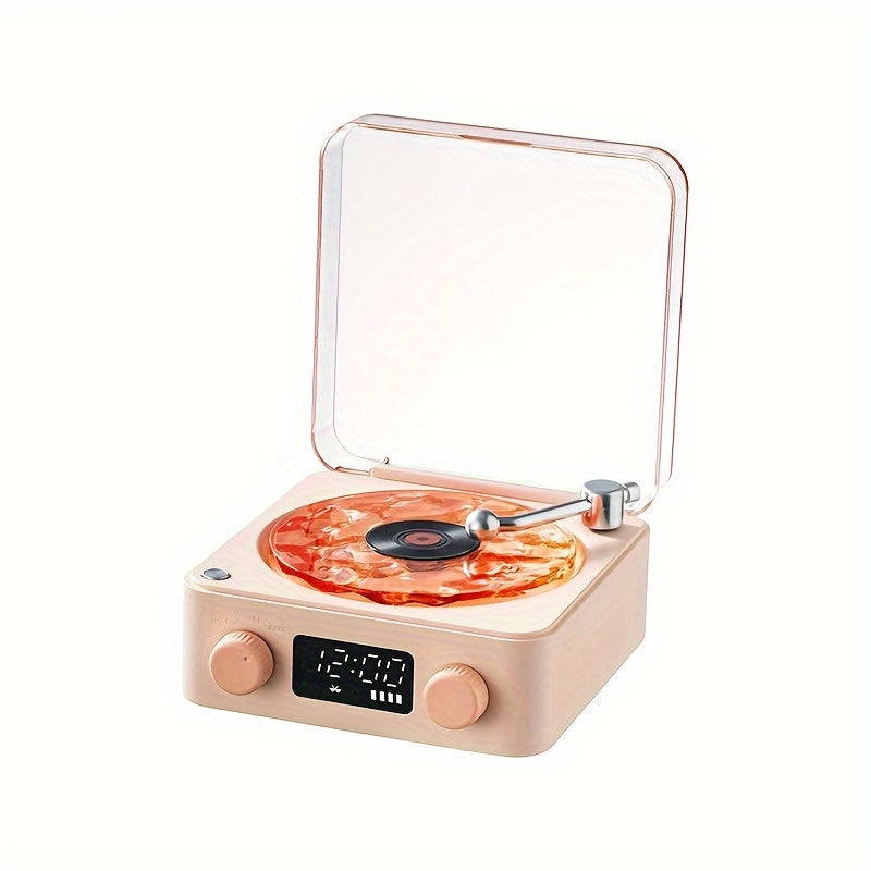 1pc Multifunctional White Noise Stereo Wireless Speaker, 4 Natural Sounds, Immersive RGB Projection, Adjustable Ambient Lighting, Wireless Audio, Supports 4 Play Modes, Retro Turntable Appearance, Can Be Used As Holiday Gifts SS69 43.69 pink