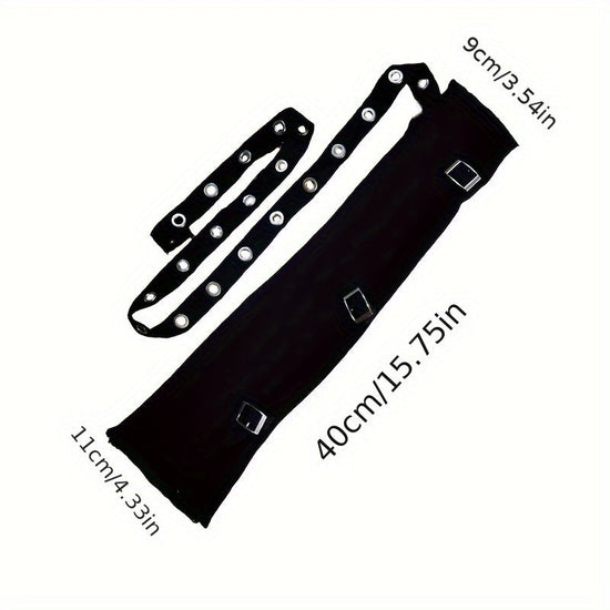 Black Fingerless Gloves - Stylish Streetwear Gothic Punk Arm Sleeves with Long Wrap Design, Polyester Knit, Perfect for Outdoor Travel, Dancing, Performances, Parties, and Cosplay SS69