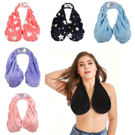 Convenient Absorbent Breathable Towel Bra Suitable for Beach, Sports, Indoor Daily Wear, Towel Hanging Neck, Chest Wrapping, Strapless Support, Double-sided Plush Super Soft And Warm, Suitable for Beautiful Women, A Small Gif