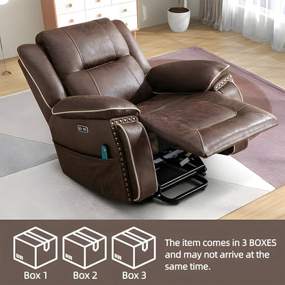 Dual Motor Large Power Lift Recliner Chairs with Massage And Heat for Big People, Electric Faux Leather Recliner with Adjustable Headrest, 2 Concealed Cup Holders, USB Ports, Home Comfort Chair, Elderly Seating, Modern Reclin SS69