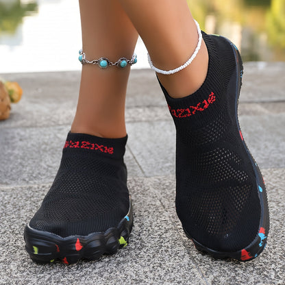 Women'S Breathable Mesh Slip-On Beach Shoes - Lightweight Indoor/Outdoor Walking Shoes with Rubber Sole for Hiking, Running & Gym - Summer Casual Sneakers, Hiking Shoes, Running Footwear, Slipon Design, Flexible Footwear SS69