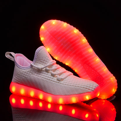 ALCUBIEREE Women'S Neon Glow-in-the-Dark Sneakers with USB Rechargeable Battery & LED Lights - Low-Top Breathable Sneakers with Lace-Up Closure, Festival Footwear, Trendy Footwear, Comfortable Fit, Lightweight Footwear, Fashi