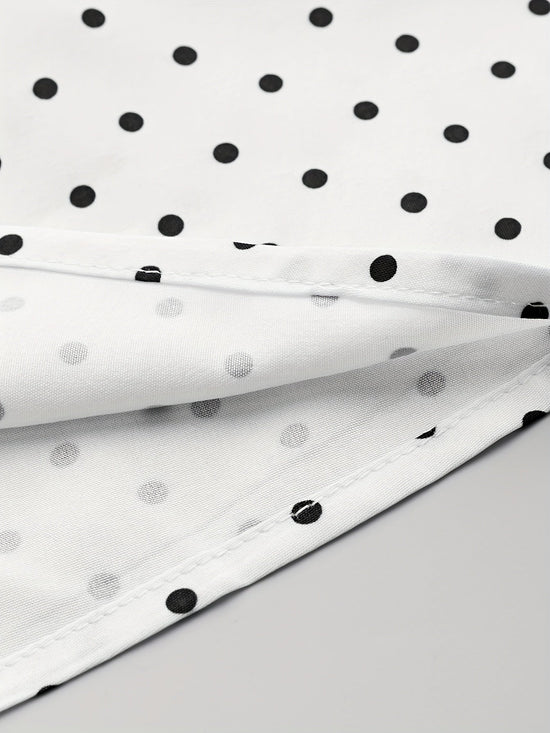 Elegant Retro Polka Dot Dress for Women with Ribbon Waist - Halter Neck, A-Line Skirt, Machine Washable, Polyester - Black & White, Perfect for Spring/Summer/Fall Events SS69