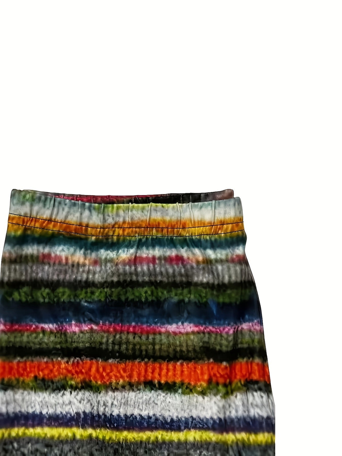 Women's High-Waisted Stretchy Casual Pants with Colorful Striped Print - 95% Polyester 5% Elastane, Machine Washable All-Season Comfort for Casual Attire SS69