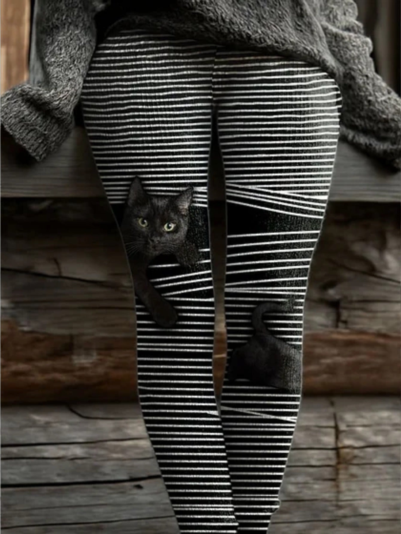 1 Pair Gothic Bat Print Leggings - Black & Purple Striped Asymmetrical Pants with Bat Wing Design, Retro Stretch Tights for &, Limited Edition Winter Warmth, Halloween Costume & Themed Party Outfit (Machine Washable) SS69