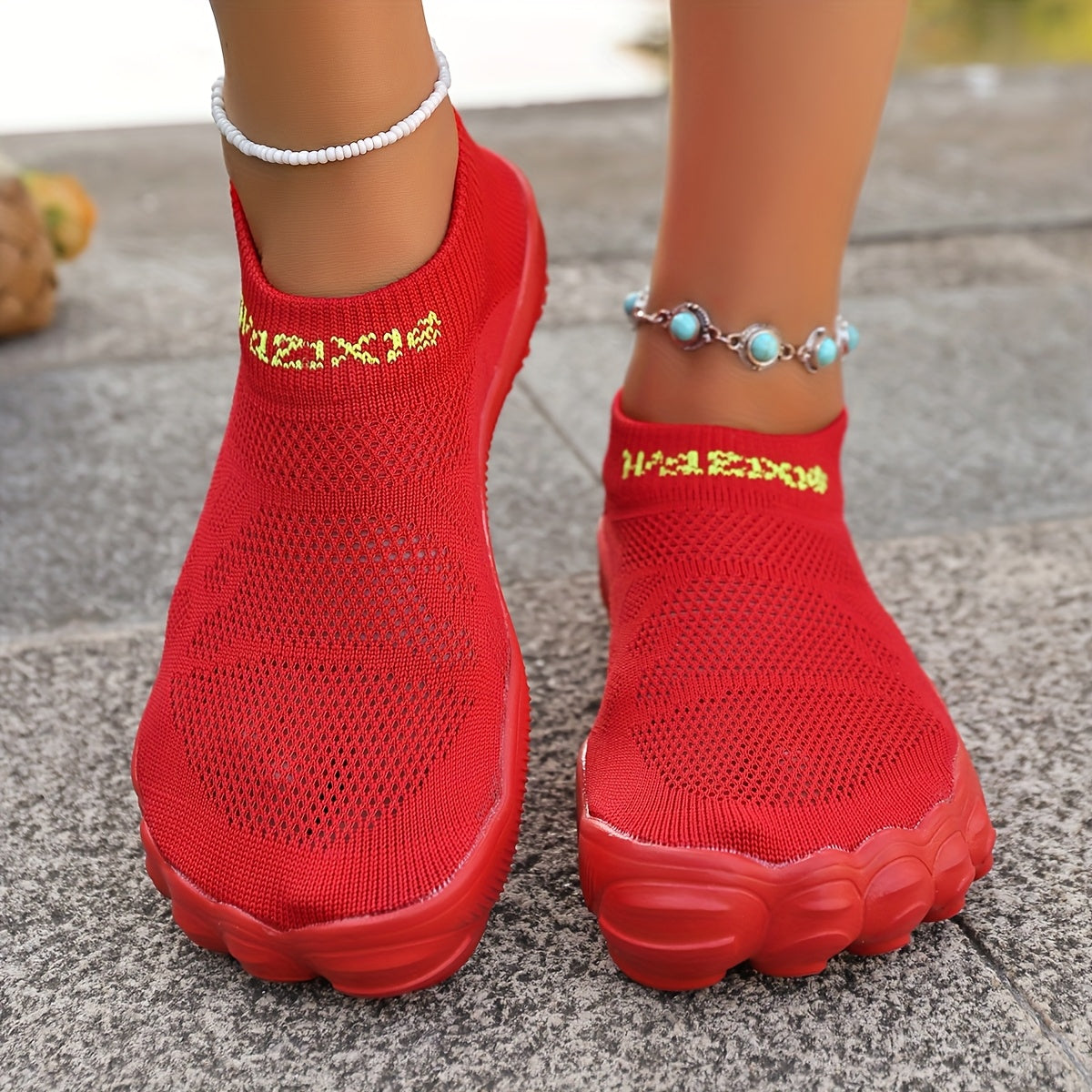 Women'S Breathable Mesh Slip-On Beach Shoes - Lightweight Indoor/Outdoor Walking Shoes with Rubber Sole for Hiking, Running & Gym - Summer Casual Sneakers, Hiking Shoes, Running Footwear, Slipon Design, Flexible Footwear SS69 17.69 US 11.5 / Red